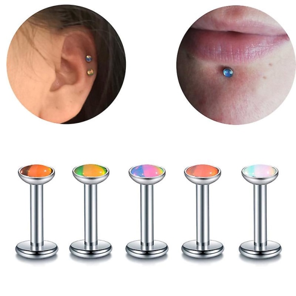 25 stk. Gradient Farve Indre Tænder Øreringe Symfoni Hestesko Ring Blinkende Rustfrit Stål Læbepiercinger Tungepiercinger