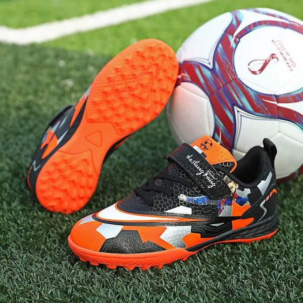 Fotballsko for gutter, sklisikre fotballsko, knotter, gressfotballsko 3F395 Orange EU 33