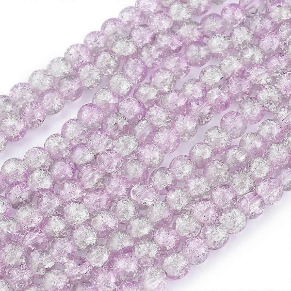 1 strengs crackeleret glas perler, runde blomme 8mm hul: 1.3~1.6mm 80 cm