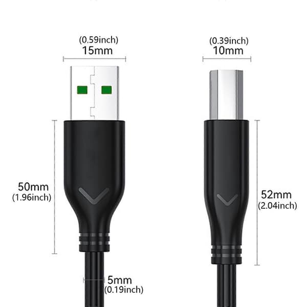 USB 2.0-kabel USB A til USB B Printerkabel Hurtig dataoverførsel Ledning til computere og musikinstrumenter 1.5m