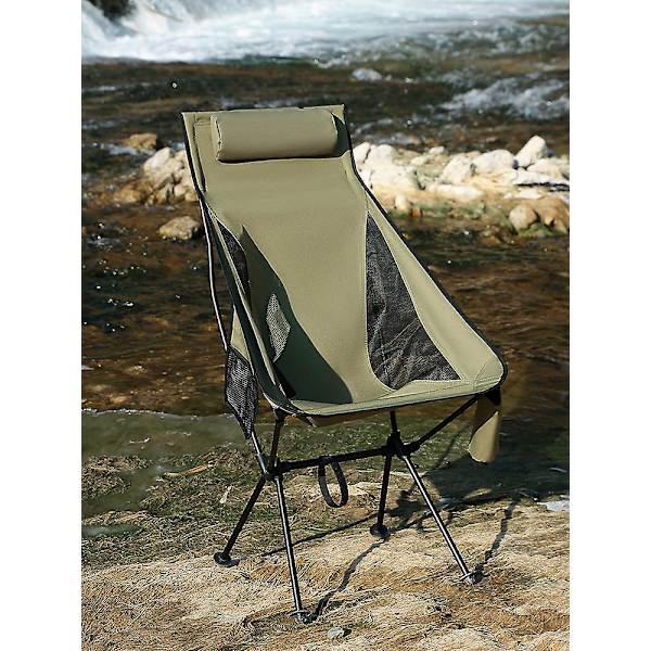 Foldbar Campingstol Ultralet Bærbar Åndbar Aluminiumlegeringsramme Stol Til Fiskeri, Camping, Picnic, Fiskeri Og Andre Udendørs Aktiviteter green