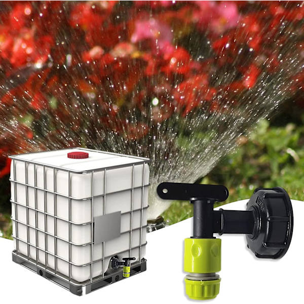 1000l Plasttankhane med haveslangekobling, IBC tankhaneadapter, 3/4 tommer gevindkobling