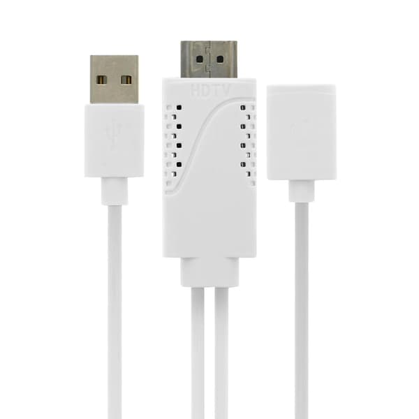 Female USB MHL-kabel til HDMI-han og USB-han Smartphone / Tablet - Hvid