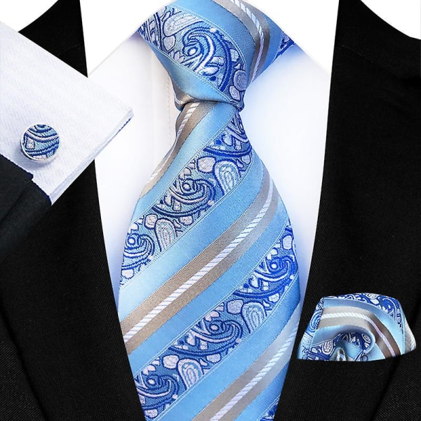 Slipsset för män, enfärgad paisley slips för män style 12