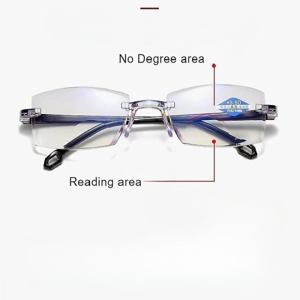 2408 Elegant PC-glasögon för män Intelligent Zoom Anti-blått ljus Ramlösa presbyopiska läsglasögon med dubbla ändamål 300 degree