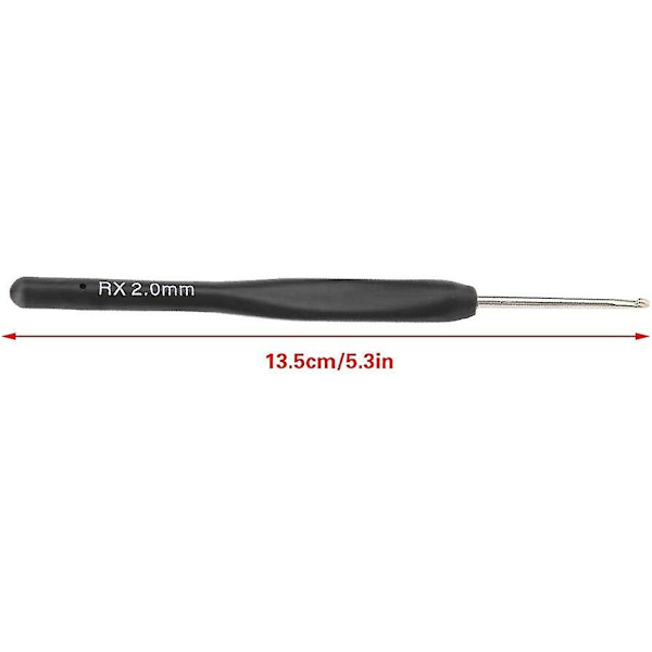 8 st svart fin mjukt handtag virknålsset, 1 mm 1,25 mm 1,5 mm 1,75 mm 2 mm 2,25 mm 2,5 mm 2,75 mm plast virknålar ergonomiska