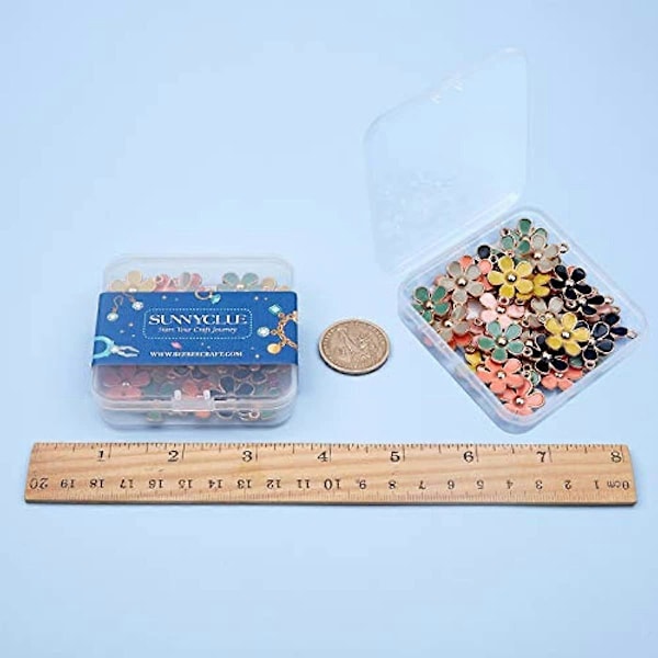 1 Æske 36 stk. 6 Farver Guldbelagt Emalje Blomster Charm Vedhæng til DIY Smykkefremstilling Halskæde Armbånd Ørering Tilbehør Charms