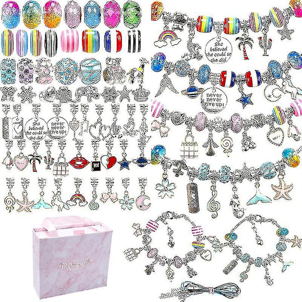 Charm armbandssats, 127 st charm pärlor armband smycken gör-det-själv-kit