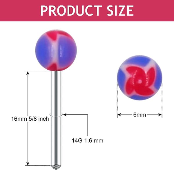 110 Stykker Tungeringe, Rustfrit Stål 14G Brystvorte Tungeringe Barbells Piercing Assorterede Slikfarver