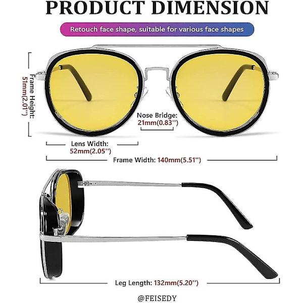 Retro Steam Punk Solbriller Runde Steampunk Dobbelt Bro Aviator Briller Til Kvinder Mænd style5