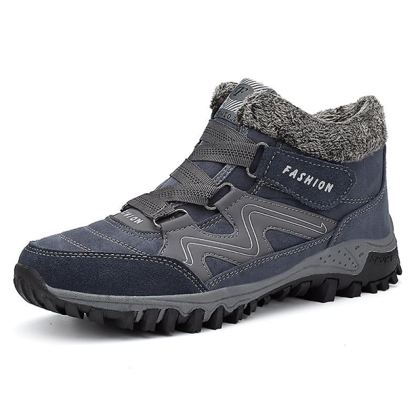Snørestøvler for menn og kvinner, vanntette, slip-on, pelsforede sneakers, varme vintersko 2K6137 Gray 47