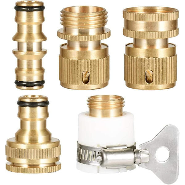 Hurtigkobling til slange, 3/4\" gevind - dobbelt han metal konnektor - 1/2\" og 3/4\" hun gevindhane adapter