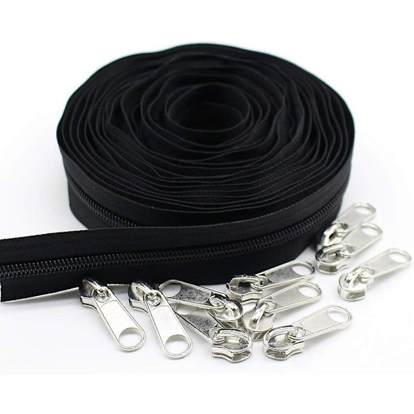 #8 Store Nylon Spiralglidelåser På Meteren Bulk Svart 10 Meter Med 10 stk Glidere For DIY Sy Skredder Håndverk Vesker (svart 10 Meter)