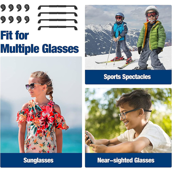 Glasögonremmar för barn, 4-pack anti-halksglasögonhållare, silikonglasögonhållare Glasögonhållare Stringhållare Stretchiga sportsolglasögon Str.
