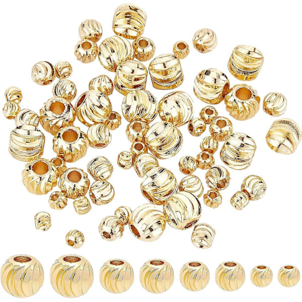 Ægte 18K Guldbelagte Spacer Perle Charms Vintage Metal Vedhængsperler