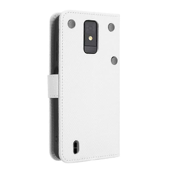 Læder telefoncover med diamanttekstur til ZTE Blade A32 White