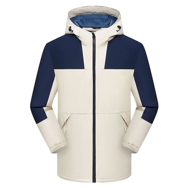 Vindtett og Vanntett Herrejakke med Hette, Tykk Foret og Varm White 3XL