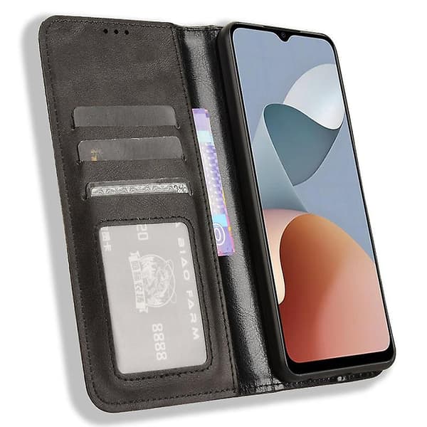 Plånboksfodral för ZTE Blade A34 Läder Telefonskal Magnetisk Stängning Black Style B ZTE Blade A34