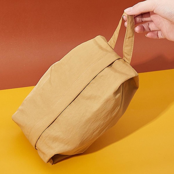 Bärbar tvättduk kosmetisk väska Bärbar resefinish liten väska, gjord av absorberande tyg yellow