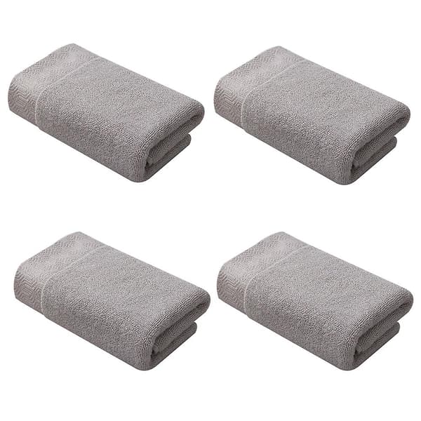 Håndklæde Sæt Af 4 - 100% Bomuld Blødt Plys Absorberende Badehåndklæde - Premium Vaskesvampe Til Spa, Badeværelse (34*73cm) Gray
