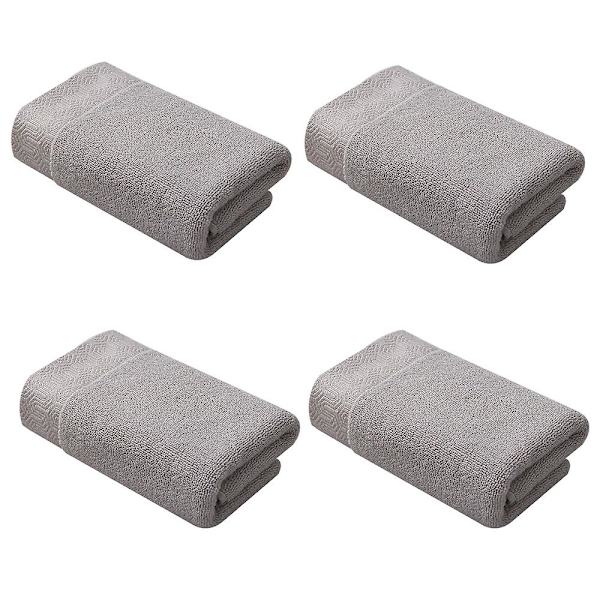 Håndkle Sett med 4 - 100% Bomullsmyk Pluss Absorberende Badehåndkle - Premium Vaskelapper for Spa, Bad (34*73cm) Gray