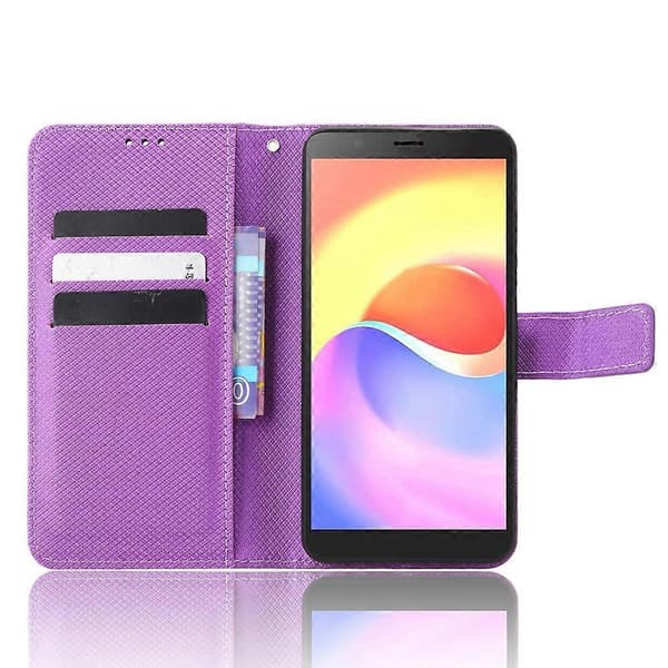 För ZTE Blade A32 Diamanttextur Läder Telefonfodral Purple