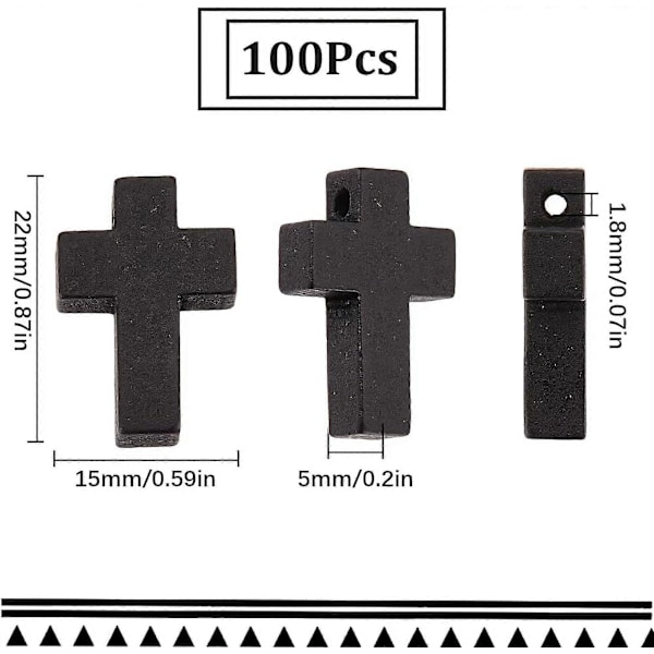 100 st Korsberlocker Bulk Träkors Pärlor Svarta Träkors Berlock Pärla Mini Små 15x22mm Rosenkrans Fickkors Påskhelg Krucifix Berlocker för Je