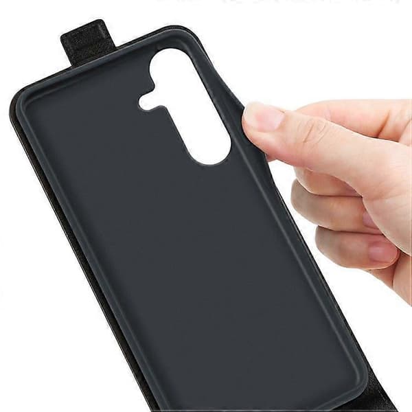 Mobilskal för Samsung Galaxy S25+(Plus), med kortfack vertikalt flip läderfodral Black