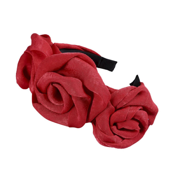 Trippel ros blomma pannband Vsammet tyg Retro enfärgad huvudbonad för damer Ny C