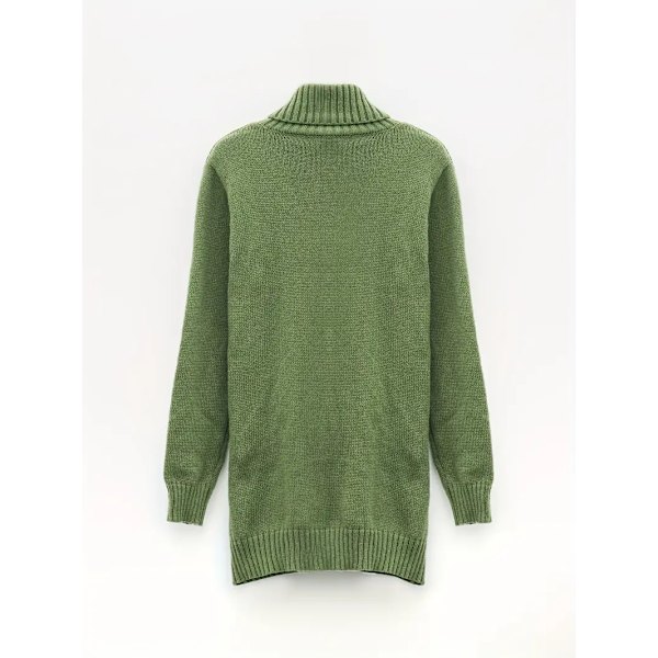 Twist Mønster Rullekrave Pullover Sweater, Casual Langærmet Sweater Til Efterår & Vinter, Dametøj 2XL
