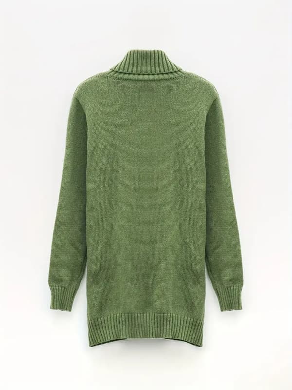 Twist Mønster Rullekrave Pullover Sweater, Casual Langærmet Sweater Til Efterår & Vinter, Dametøj S