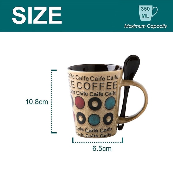 350ml Keramisk Kop Retro Personlighed Trend Krus Simpel Kop Kaffekop Husholdnings Vandkop Khaki