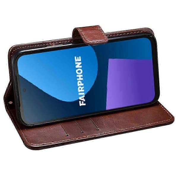 Til Fairphone 5 Etui Stativ Tegnebog Telefon Læder Cover White