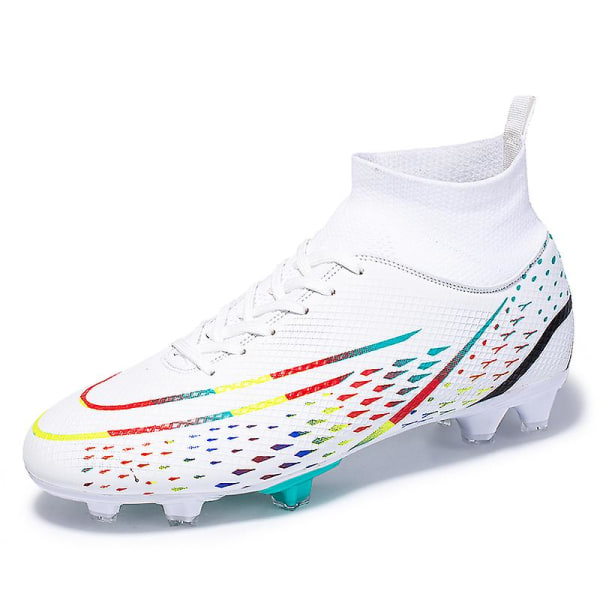 Herre Fodboldsko Pigge Fodboldsko Til Unge Ankelstøvler Atletisk Sneaker 601A White EU 44