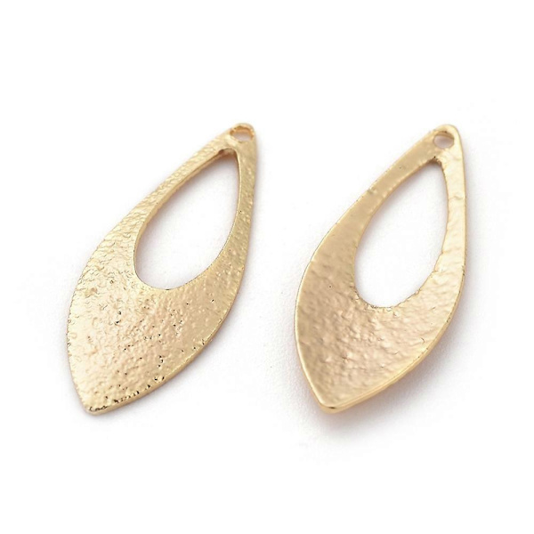 10 st Brass Hängsmycken Nickelfria Äkta 18K Guldpläterade Hästögat 18,5x7x1mm Hål: 1mm