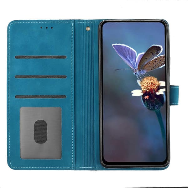 För Samsung Galaxy A36 5G Fodral Blommönster Läderplånbok Telefonfodral med Handledsrem - Lila Blue