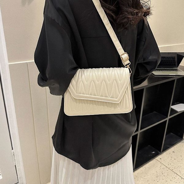 Ny axelväska i konstläder enfärgad dejting nisch mode messenger väska white
