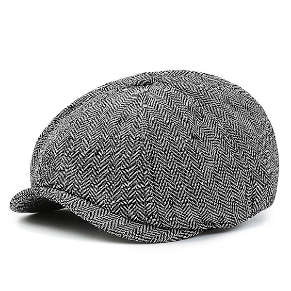 Sztxj Newsboy Style Flat Cap Peaked Cap Herre Dame Sort Panel Peaky Herringbone Tweed Retro Flat Cap Gatsby Cap