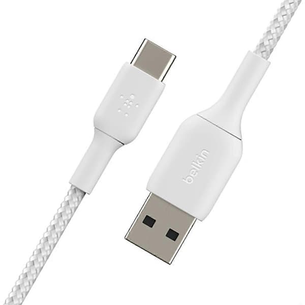 Boost Charge Synchro USB-A til USB-C 3m Forsterket og Flettet Kabel, Hvit