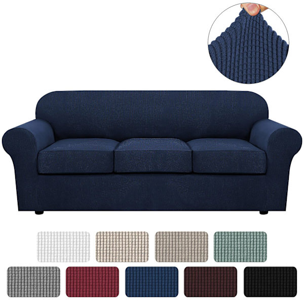 Stretch Vattentät Soffa Överdrag, 1 Del, Spandex, Jacquard Elastisk Soffa Överdrag Med Halkskyddsskum Dark blue 2 Sitzer enlarge