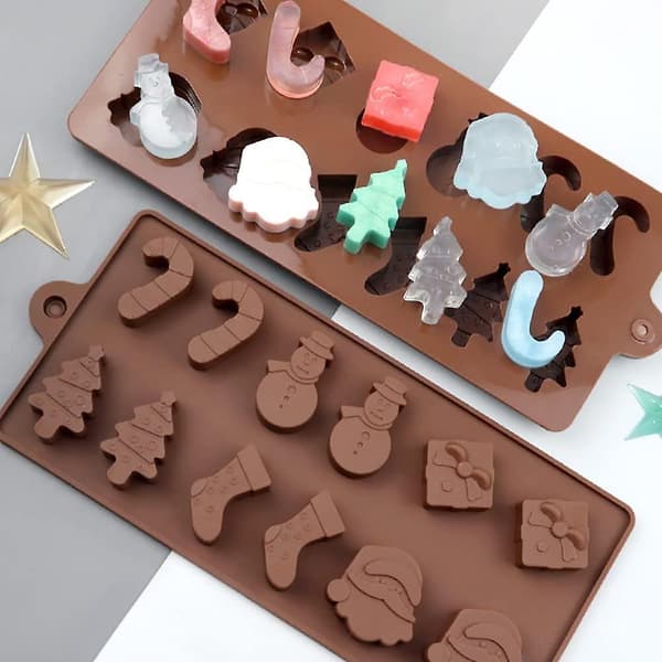 2 stk. Julechokoladeform Slikforme Silikone Gummiform Santa Peberkagemand