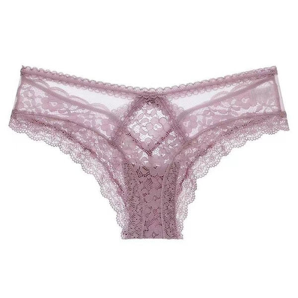 Naisten pitsiset stringit, 2 kpl T-selkäiset matalavyötäröiset läpinäkyvät pikkuhousut Purple L