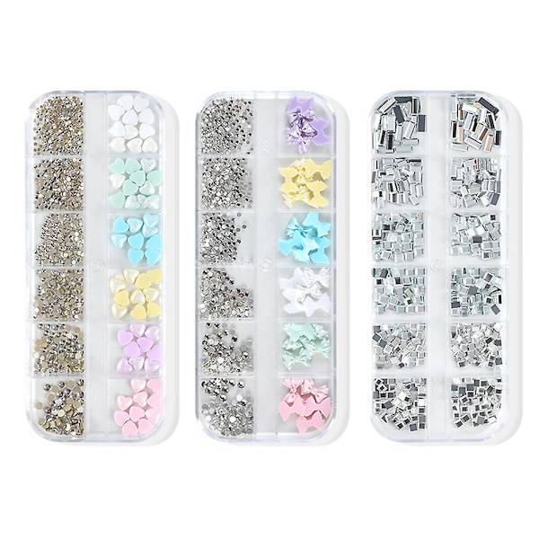 Nagelkonst Pärla Platt Botten Pärla Nagel Charm Guld Silver Vit Halvrund Nagelkonst Tillbehör Nagel Diamant Mix style3