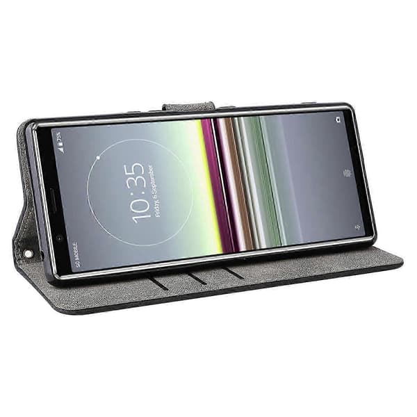 Plånboksfodral för Sony Xperia 5 med RFID-skydd, PU-läder, stativ - Brun Black