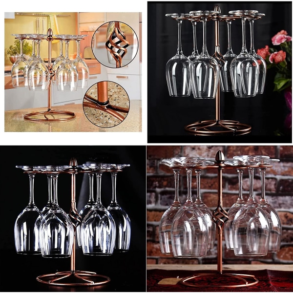 2-pack Scrollwork Vinglasställ med 6 krokar, Metall Stämware Hållare Stativ Fristående Vinglas Hållare Displayställ för Bordsskiva, Bar Bänkskiva,