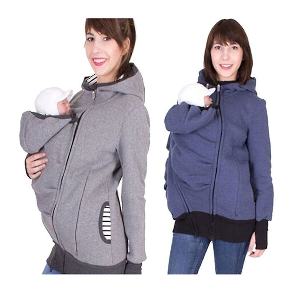 Hettegenser for gravide med kengurulomme for bæresele Grey XL