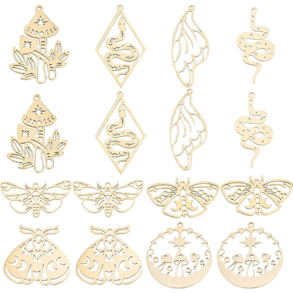 1 Laatikko 16 kpl 8 Tyylin Tarot-koruja Tarot-kortti Koru Maaginen Energia Onnenkoru Ouijas Sieni Perhonen Yöperhonen Käärme Amuletti Koru Korujen Valmistukseen Korut