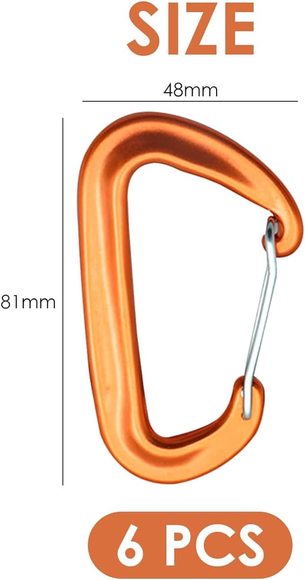 6 stycken robusta karbinhakar , utomhuskarbinhakar, snäppkarbinhakar, nyckelringskarbinhakar för bergsklättring, utomhuscamping (orange)