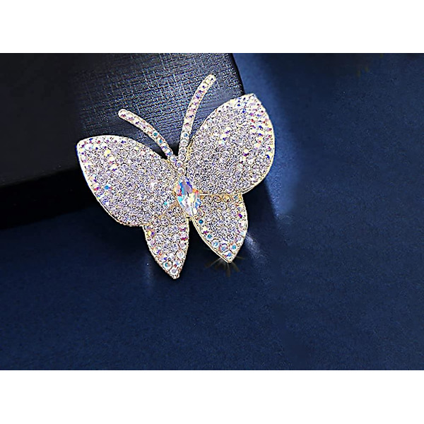 Svart fjäril strass brosch pin för kvinnor flicka män överdrivna Ab kristallkluster mode tecknad djur kavajslag stift klänning accessoarer unisex Del