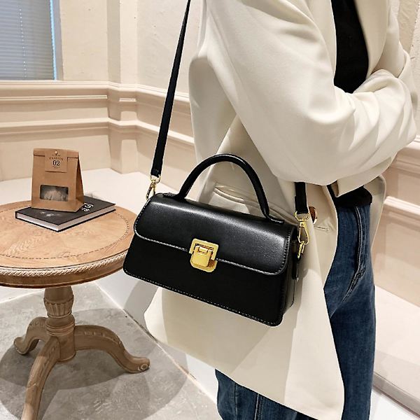 Dam Läder Messenger Bag Är Lämplig För Daglig Resa, Axelväska Mode Handväska. black